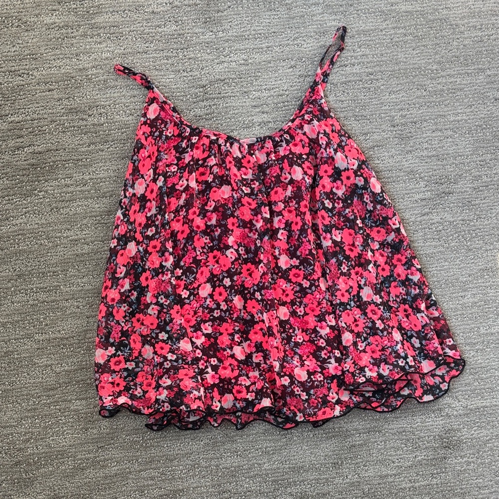 Express Pink and Black Floral Camisole